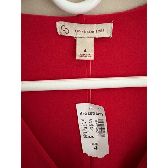 Dress Barn NWT Short Sleeve Faux Wrap Sexy Fitted Cocktail Dress in Red Size 4 - Picture 4 of 11